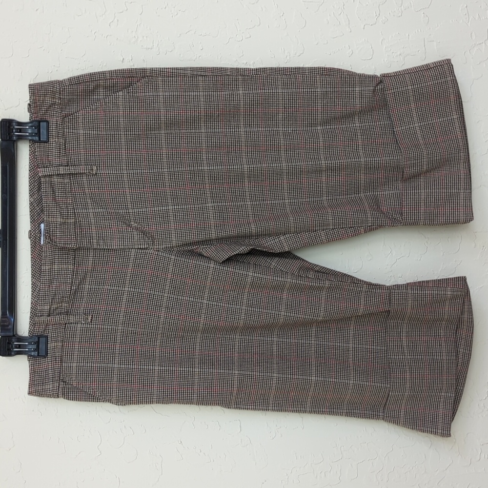 GAP Stretch Vintage Tan Herringbone Plaid Bermuda Rolled/Cuffed Shorts Size 6